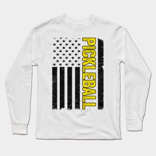 American Flag US 4th Of July Pickleball Funny Pickleball Long Sleeve T-Shirt